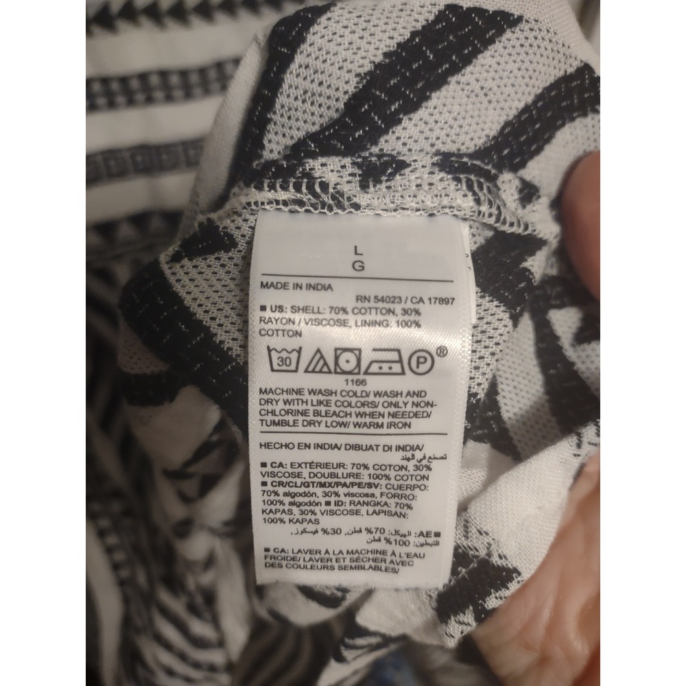 Old Navy SS Volume Jacquard Mini Dress Black White Geometric Tribal L - Picture 5 of 7